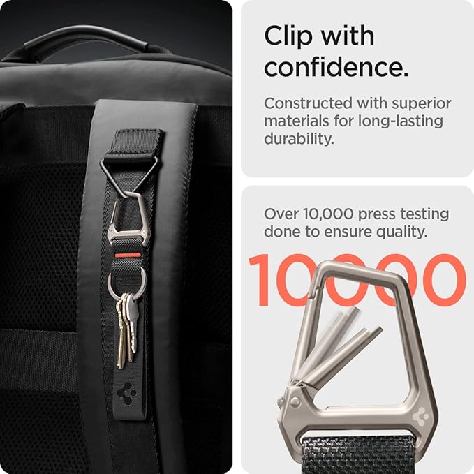 Spigen Universal Lanyard Wrist Strap with Keychain for iPhone, ID Badge Wallet Holder, AirPods, Cameras, Keychain & Everyday Carry, Durable Carabiner with Wrist Strap - Black