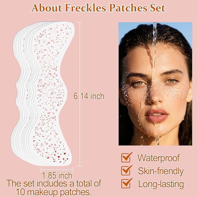 Boko 10Pcs Face Glitter Freckles, Silver Freckle Temporary Tattoos for Girl Women Freckle Makeup, Waterproof Metallic Glitter Makeup Patches for Festival Concert Party Rave Accessories
