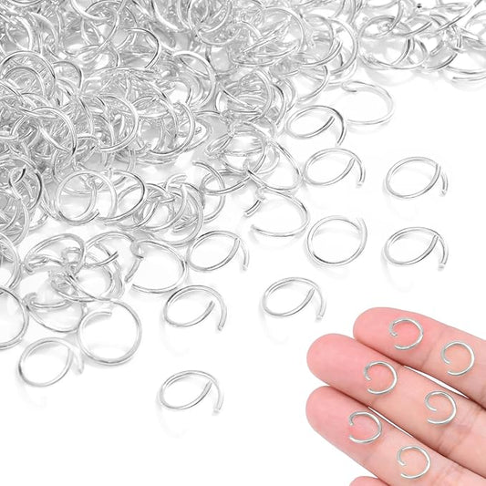 400pcs 3/8" Silver Small Jump Rings for Jewelry Making Replacement, Open Jump Ring Metal Jewelry Findings for Bracelets Necklaces Earrings Keychains Connectors Loops Repair Hardware