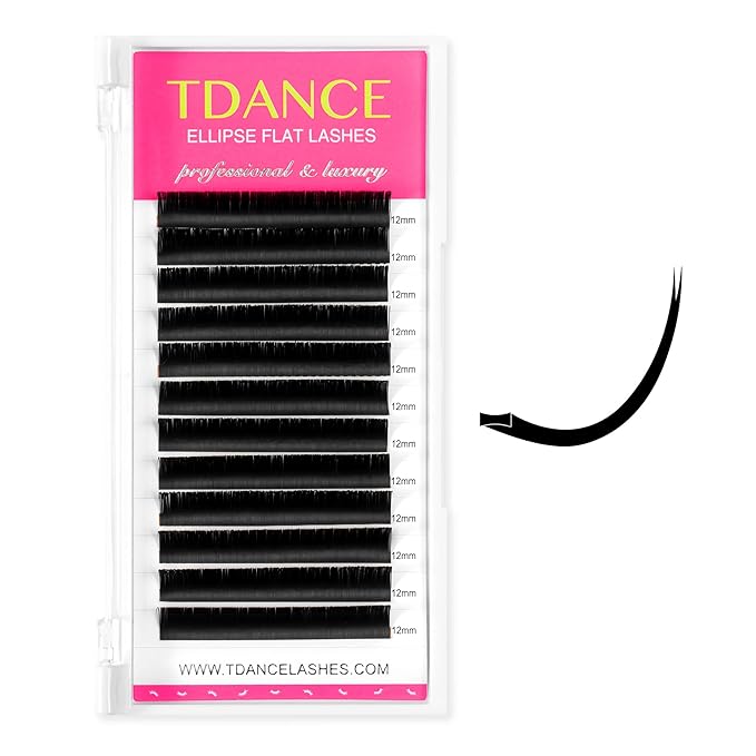 TDANCE Classic Lash Extensions Flat Lashes Eyelash Extensions 0.2mm CC Curl Ellipse Eyelash Extensions 13mm Mixed Black Matte Individual Lashes Salon Use(Flat,CC-0.2,13mm)