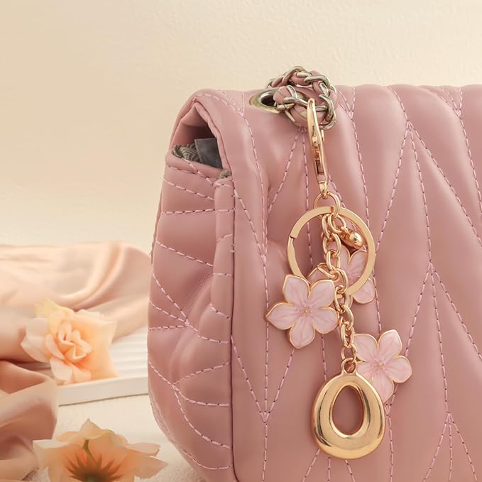 Snycler Bubble Initial Keychain Graceful Flower for bags car remote–A-Z Letter Charms for Women