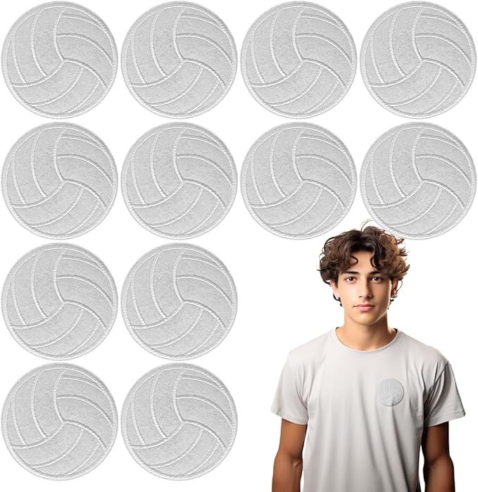 WILDREEDS 12pcs Iron on Volleyball Patches, Embroidered Appliques Patch for Sport Cap Shirts Jackets Hats Jeans Shoes Bags-2.5 Inch