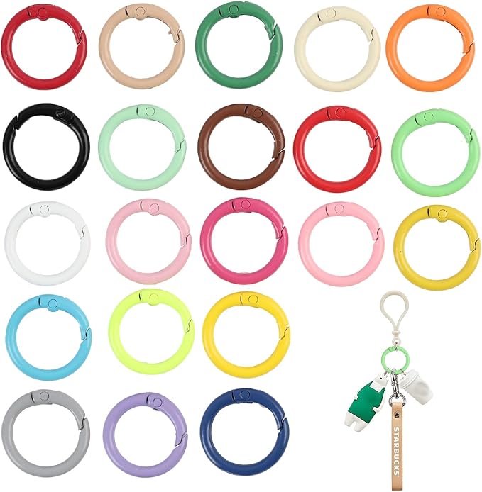 50PC Spring O Rings Set, Colorful Round Metal Carabiner Clips for Keychains, Handbags & Purses, Durable Snap Keyring & Backpack Clips, Versatile Organizer for Keys & Accessories