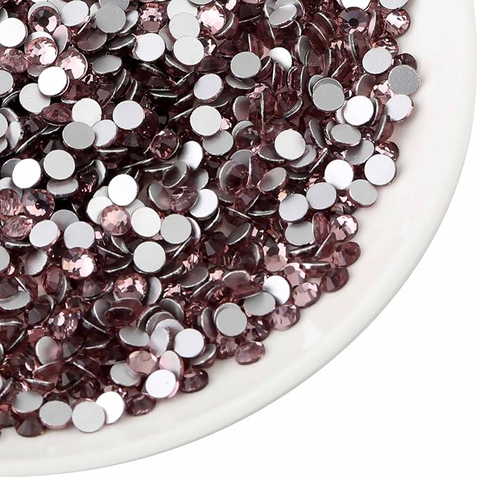 Beadsland Flat Back Crystal Rhinestones Round Gems for Nail Art and Craft Glue Fix, Light Purple, 2.3-2.5mm, SS8/1440pcs