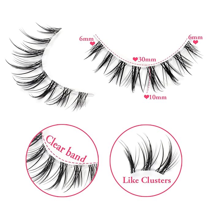 Manga Lashes Natural Look Japanese Anime Lashes Korean Asian Wispy Spiky Lashes with Clear Band Short Fake Eyelash 10 Pairs Pack by outopen