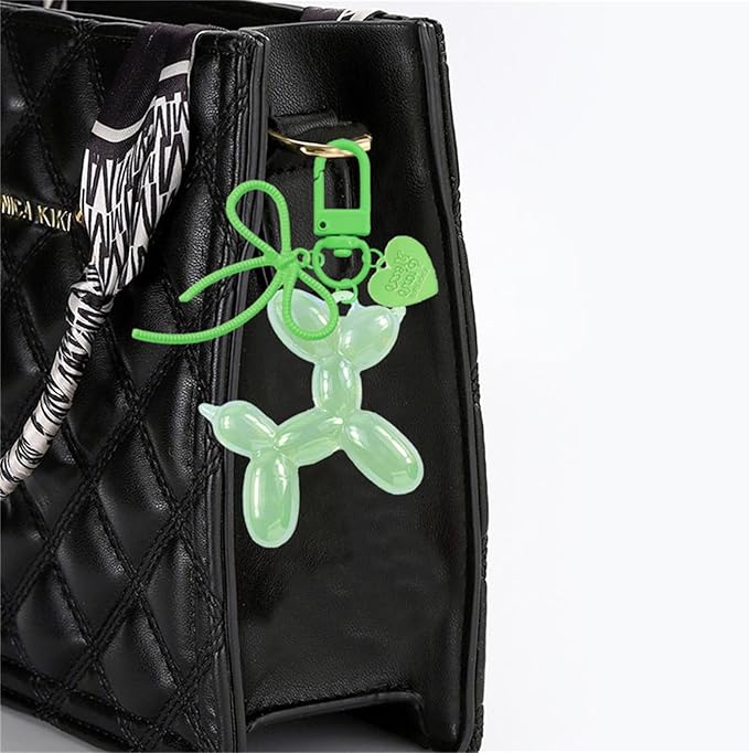 Dreuyet 2Pcs Jelly Balloon Dog Keychains Kawaii Cute Bag Purse Charms Key Chain with Bow Y2K Aesthetic Accessories
