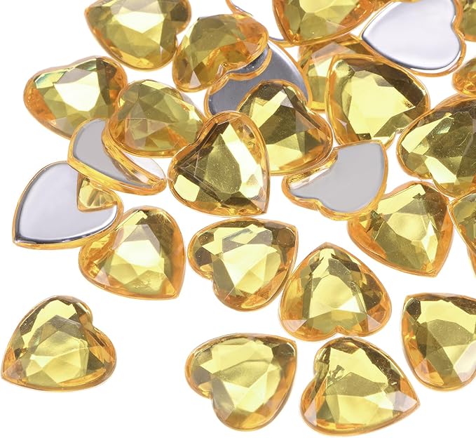 MECCANIXITY 40 Pcs Acrylic Heart Rhinestone 20mm Flat Back Plastic Gems Jewelry Stickers for Craft Bead Face Painting Costume Jewelry Making Light Brown