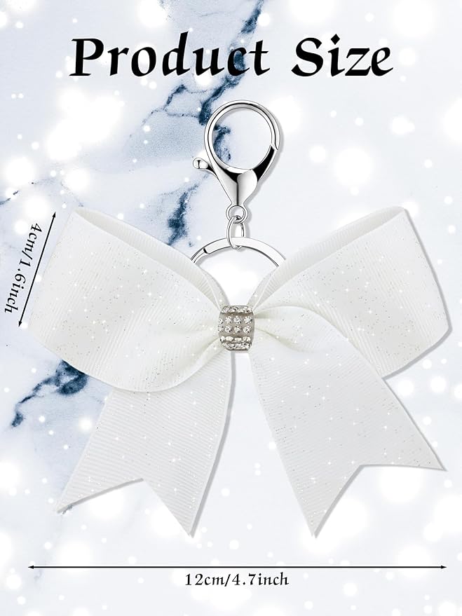 Tondiamo Cheer Bow Keychain Cheer Keychain with Rhinestones Cheerleader Keyrings for Teen Cheerleading Sports Accessory