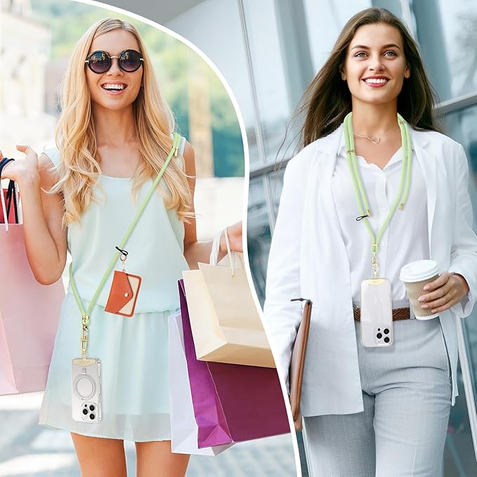 Adjustable Anti-Theft Phone Lanyard Neck & Crossbody Strap with 0.2mm Metal Tab & Comfort-Fit 8mm Rope (Mint Green)