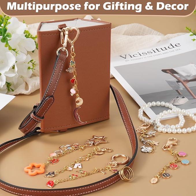 428Pcs Charms Lip Gloss Keychain Making Kit, DIY Bag Charm Kit with 25 Keychain Clips 25 Extender Chain 140 Charms Jewelry Plier & Beading Accessories, Jewelry Making Kit for Custom Keychains Gifts