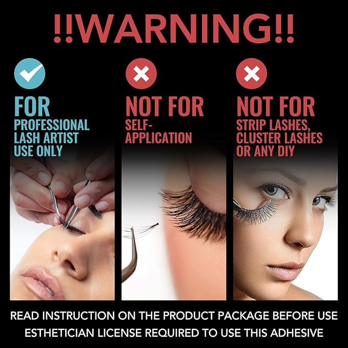 Eyelash Extension Glue 0.5 Sec Fast Drying/Retention -8 Week /(0.17fl.oz / 5ml) Eyelash Glue Waterproof Lash Extension Semi-Permanent Extensions Black Adhesive Supplies for Professional USE ONLY