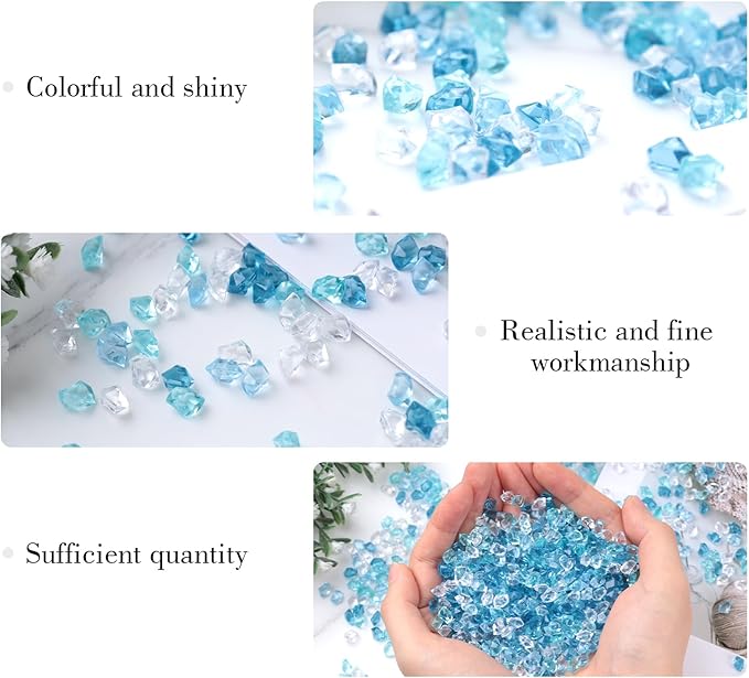DomeStar 5000PCS Fake Ice Rocks, Mini Fake Clear and Blue Acrylic Crushed Ice Rocks for DIY Craft Wedding Vase Fillers