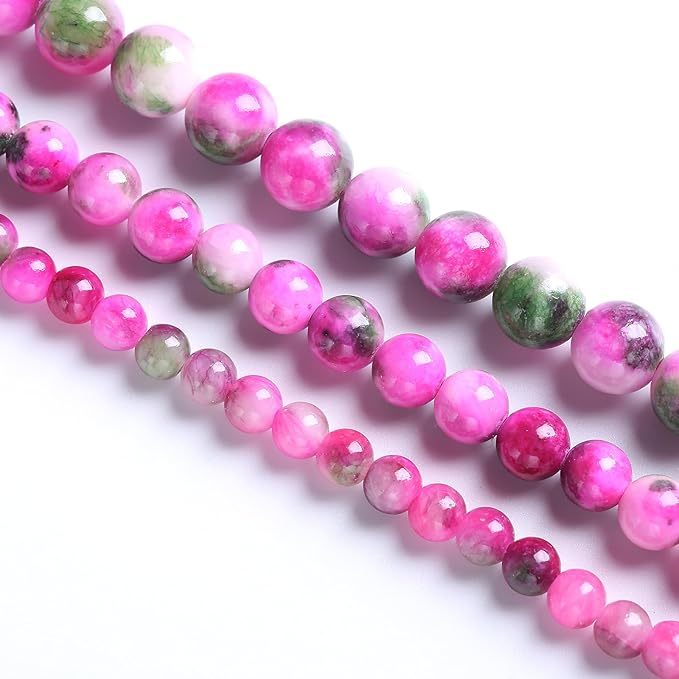 12MM 32PCS Pink Green Persian Jade Spacer Loose Beads for Jewelry Making DIY Bracelet Necklace