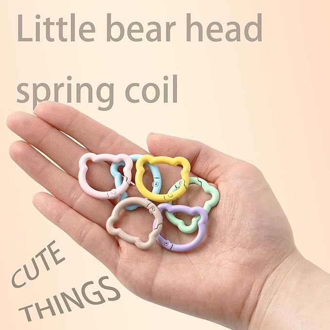 12Pcs Metal Bear Shape Clasp Clip,Spring Spring Snap Clasp Hook for Handbag & Keys,Jewelry Clasps, Lanyard Makin