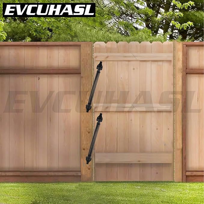 14" Gate Spring Self Closing Heavy Duty Outdoor Door Spring Automatic Metal Gate Closure Hardware with Adjustable Tool for Wooden and Vinyl Fence(Black, 2 Pack)