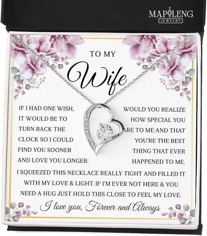 Mapileng To My Wife – Love Knot Necklace from Husband with Heartfelt Message Card & Elegant Luxury Gift Box, A Meaningful Romantic Jewelry Gift for Anniversary, Birthday, Wedding, Christmas