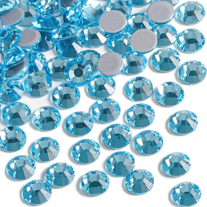 Beadsland Hotfix Rhinestones, 288pcs Flatback Crystal Rhinestones for Crafts Clothes DIY Decorations, Aquamarine(SS30/6.3-6.5mm)