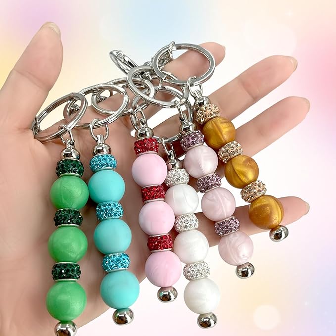 84Pcs Beadable Keychain Set, DIY Making Kit with Metal Key Rings, Silicone Beads and Spacer Beads for Crafts and Personalized Gifts