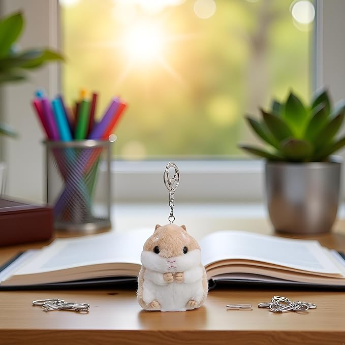 Khaki Cute Hamster Keychain Keychain Charms Wallet Backpack Handbag Charms Automobile Keychains Automotive Trim Women's Key Rings and Keychains Automobile,Accessories