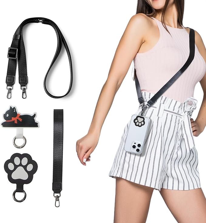 Anti-Theft Phone Strap, Adjustable Crossbody & Wrist Lanyard, Universal Tether Tab (2-Pack) for Secure Hands
