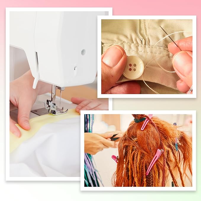 Hair Needle and Thread Set, 12pcs Hair Extension Tools 3 Rolls Hair Weave Sewing Threads with 9pcs C J I Shape Curved Upholstery Needles for Hand Sewing Hair Weave Extension Making Wig