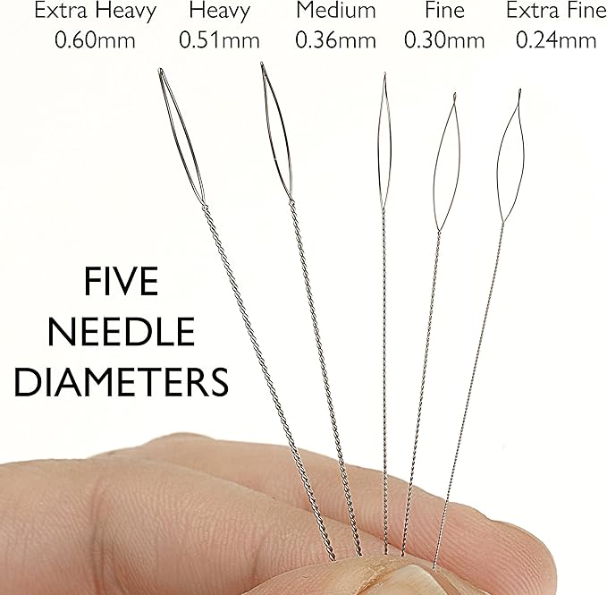 The Beadsmith Basic Elements Collapsible Eye Needles – 2.5 Inch Long – Flexible Twisted Wire – Large Eye, Easy to Thread – 5 Needles in Assorted Sizes