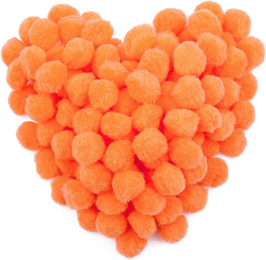 MORFEN 150 Pieces Pom Poms, 1 Inch Orange Craft Pom Poms, Fuzzy Pompom Puff Balls, Small Pom Pom Balls for Party Home Decorations, DIY Arts, Crafts Projects for Family