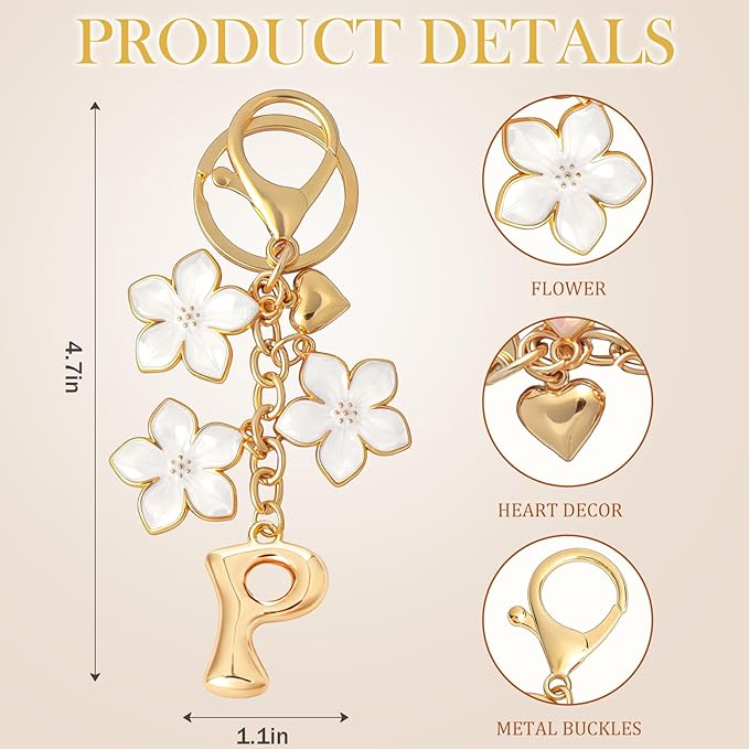Snycler Bubble Initial Keychain Graceful Flower for bags car remote–A-Z Letter Charms for Women