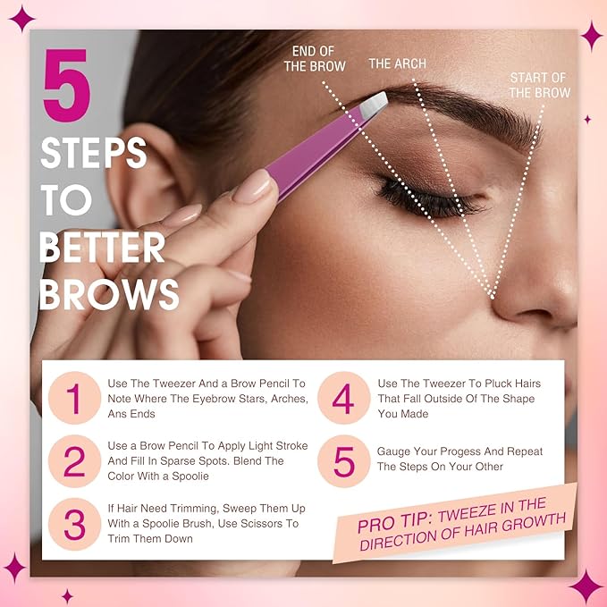 Mudder 12 Pcs Eyebrow Tweezers Set for Facial Hair Stainless Steel Slanted Tip Tweezers in Bulk for Men and Women (Purple)