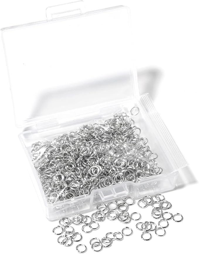 1000 Pcs 4mm Open Jump Rings Rhodium Plated Jump Rings for Jewelry Making Iron Made Single Ring Bulk for DIY Craft Earring Necklace Bracelet Pendant Choker Jewelry Making Findings