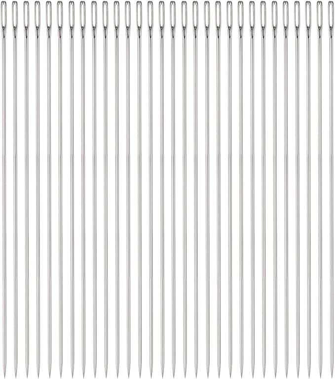 HARFINGTON 30pcs Beading Needles 1.6mm Dia Long Straight Sewing Needles Stainless Steel Embroidery Sewing Needles 6Inch
