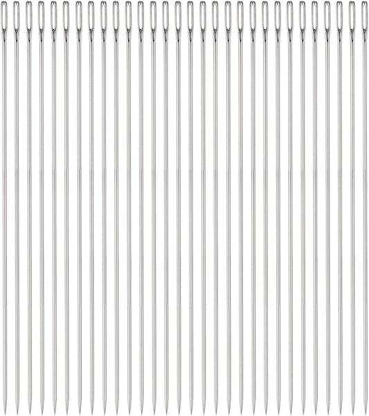 HARFINGTON 30pcs Beading Needles 1.6mm Dia Long Straight Sewing Needles Stainless Steel Embroidery Sewing Needles 6Inch