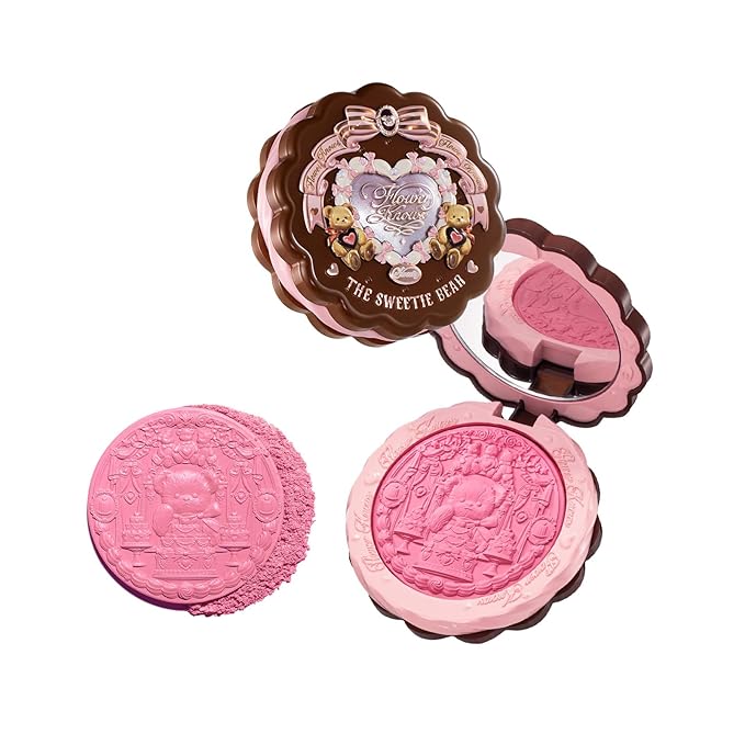 Flower Knows The Sweetie Bear Collection Silk Satin Blush,Shimmery Berry Pink Powder Blush for Cheeks,Buildable & Blendable Face Makeup,Soft Long-Lasting for Women & Girls,0.18 Oz(04 Berry Parfait)