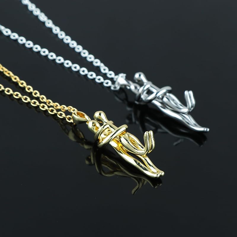 Eternal Hug, Cuddling Couple, Hug Me Couples, Lovers Charm Pendant Necklace, Anniversary, Birthday Women Jewelry, Hypoallergenic Combo Chain 18 inch, Ready to Gift (Pack of 2)