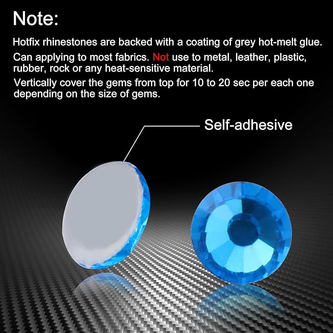 Jollin Hot Fix Crystal Flatback Rhinestones Glass Diamantes Gems 4.8mm(20ss 576pcs, Capri Blue)