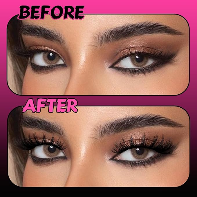Veleasha Lashes 10 Pairs Natural Fluffy False Eyelashes Soft Wispy Lashes 3D Faux Mink Lashes Pack (V06)