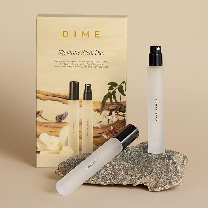 DIME Beauty Signature Fragrance Duo Set ($50 Value) - Includes 7 Summers (10 ml) and Dans Les Bois (10 ml) - Travel Size Perfume Sprays
