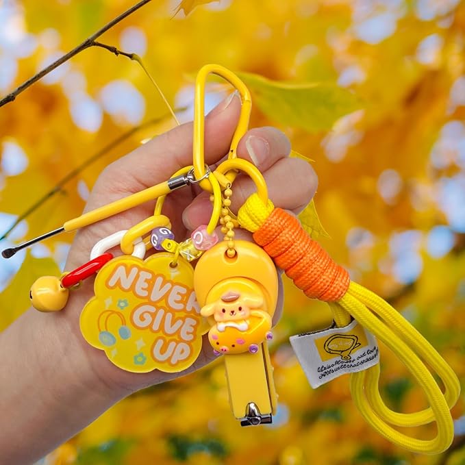 Cute Keychain with Nail Clipper Ear Pick for Women Girls Cute Key Chain Wristlet Cartoon Keychain Lanyard