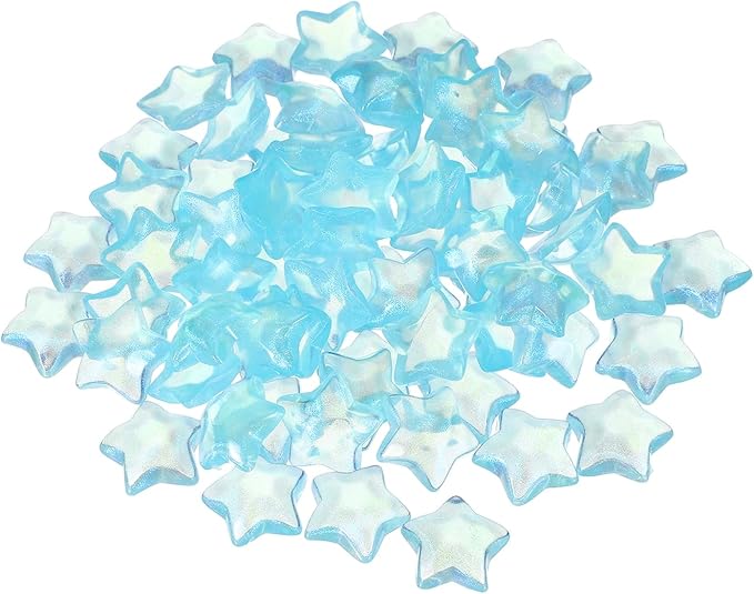 uxcell 50Pcs Flat Back Star Resin Charm, Glitter Star Charm Mini Bulk Beads Embellishments for DIY Crafts Hair Clips, Photo Frames, Phone Cases, Scrapbooking Decor, Blue