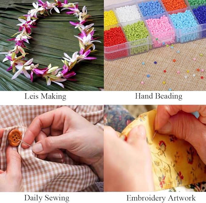 10Pcs Lei Needle for Leis Making, 5.9 Inch Large Eye Sewing Beading Needle for Art Craft Long Lei Needle to Make Hawaiian Flower Lei for Graduation Wedding Birthday Party, Dia 0.6mm, LXLVOUEG