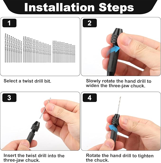 59 Pcs Hand Drill Bits Set, 48 Pieces Pin Vise Hand Drill Micro Twist Drills and 10 Pcs PCB Mini Cutting Bits for Resin Polymer Wood Craft DIY Jewelry Making Carving