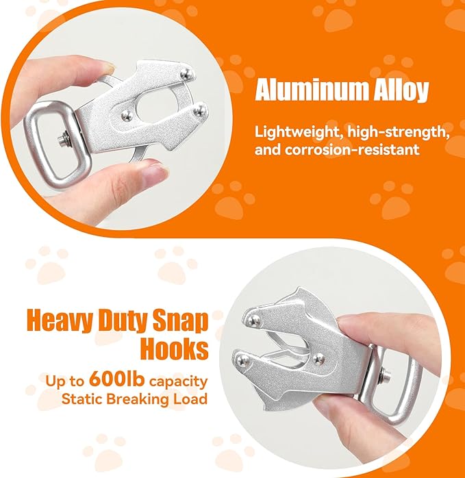 2 Pcs Frog Clip Dog Leash Buckle for Linking Pet Collar Supplies 360 Degree Swivel Heavy-Duty Quick Release Clasp Keychain Tactical (Small (Square) Silver)