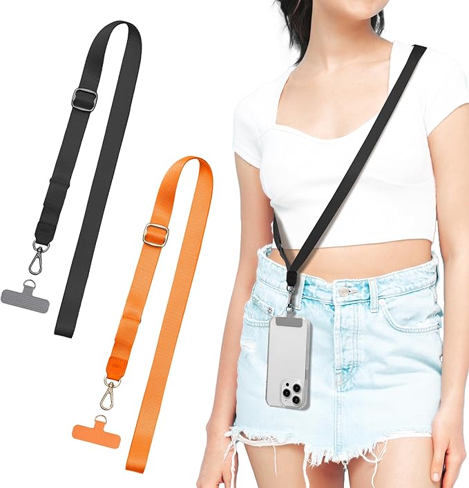 EKAX-Adjustable Anti-Theft Phone Lanyard Crossbody and Neck Strap with 2 Tether Tabs, Hands-Free Strap for Wallet, Keys,
