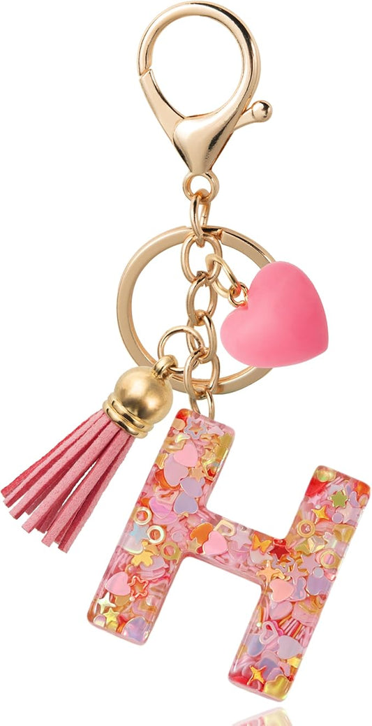 Alphabet Initial Letter Keychain Cute Heart Resin - Letter Keychain for Backpack Charms - Initial Keychains for Women
