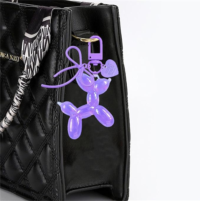Dreuyet 2Pcs Jelly Balloon Dog Keychains Kawaii Cute Bag Purse Charms Key Chain with Bow Y2K Aesthetic Accessories