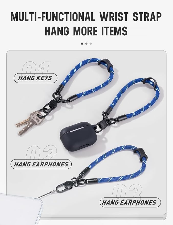 project-cb Phone Wrist Strap 1,Tether Tab 2,Phone Wristlet,Lanyard Wrist Strap,Key Holder,KeyChain,KeyRing×2(Verdant-S)