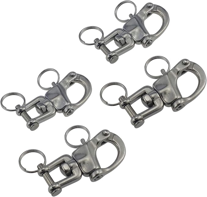keehui Pair of 2-3/4inch Jaw Swivel Snap Shackle 316 Stainless Steel for Sailboat Spinnaker Halyard