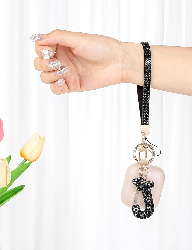 Initial Keychain for Women Girls,Bling Letter Key chain Initial with Heart,Pink Keychain Charms for Backpack Handbag
