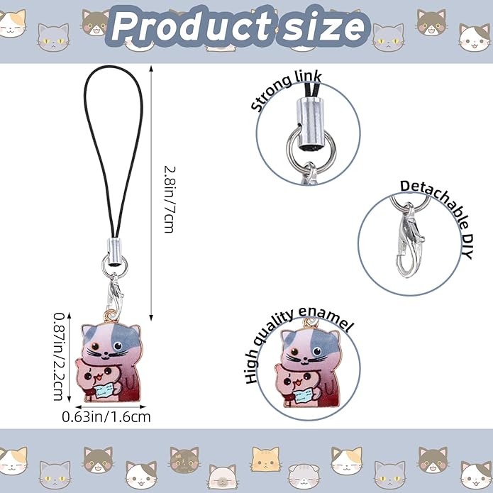 BEEFLYING Cute Charms for Mobile, Kawaii Charms Straps Aesthetic Y2K Cell Phone Pendants Accessories for Phone Bag Keychain Airpods Camera Wallet Decor