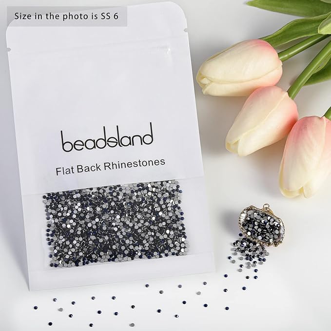 beadsland Flat Back Crystal Rhinestones Round Gems for Nail Art and Craft Glue Fix,Montana, (1.9-2.0mm) SS6/1440pcs